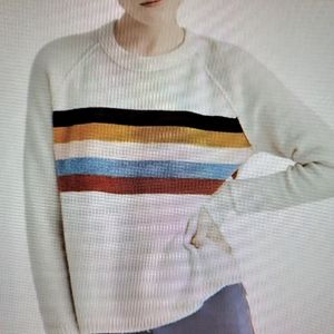 Madewell Placed Stripe Allister Pullover Sweater in Coziest Yarn Size XXS